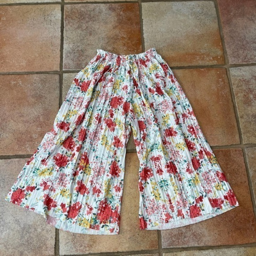 Zara kids wide leg crop floral pants